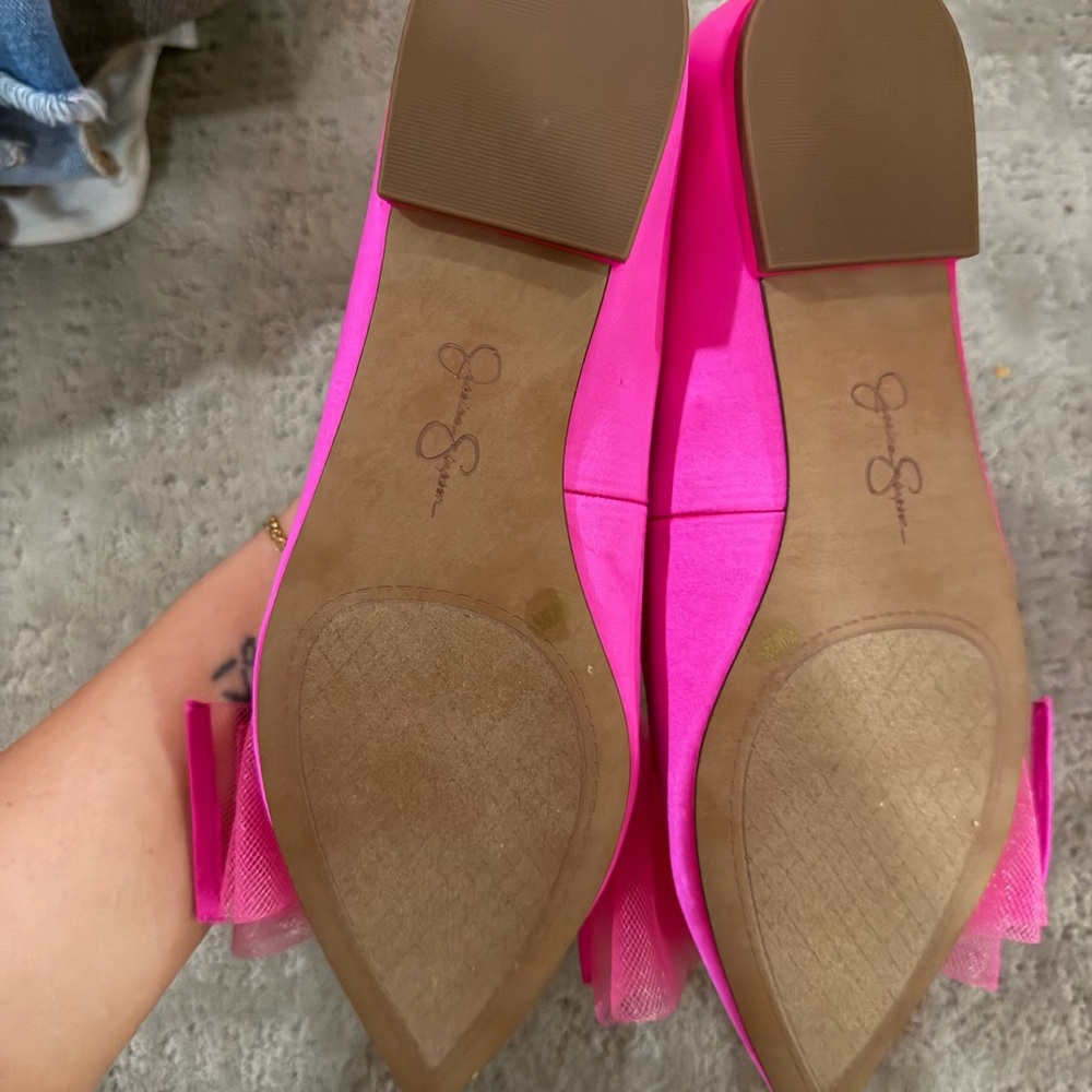 Jessica Simpson Hot Pink Bow Pointed Toe Ballet Flats - Picture 3 of 4